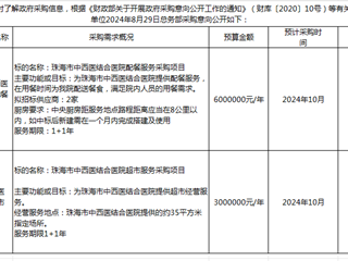 珠海市中西醫結合醫院2024年9月4日采購意向